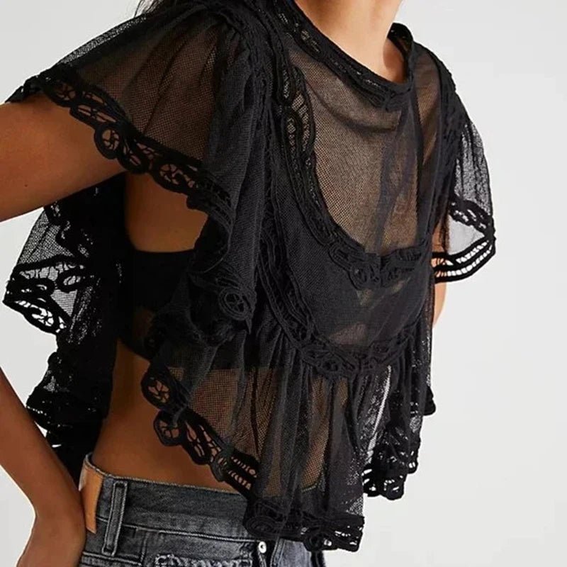 SOERA Genevra Sheer Chiffon Blouse - Tops -  White S