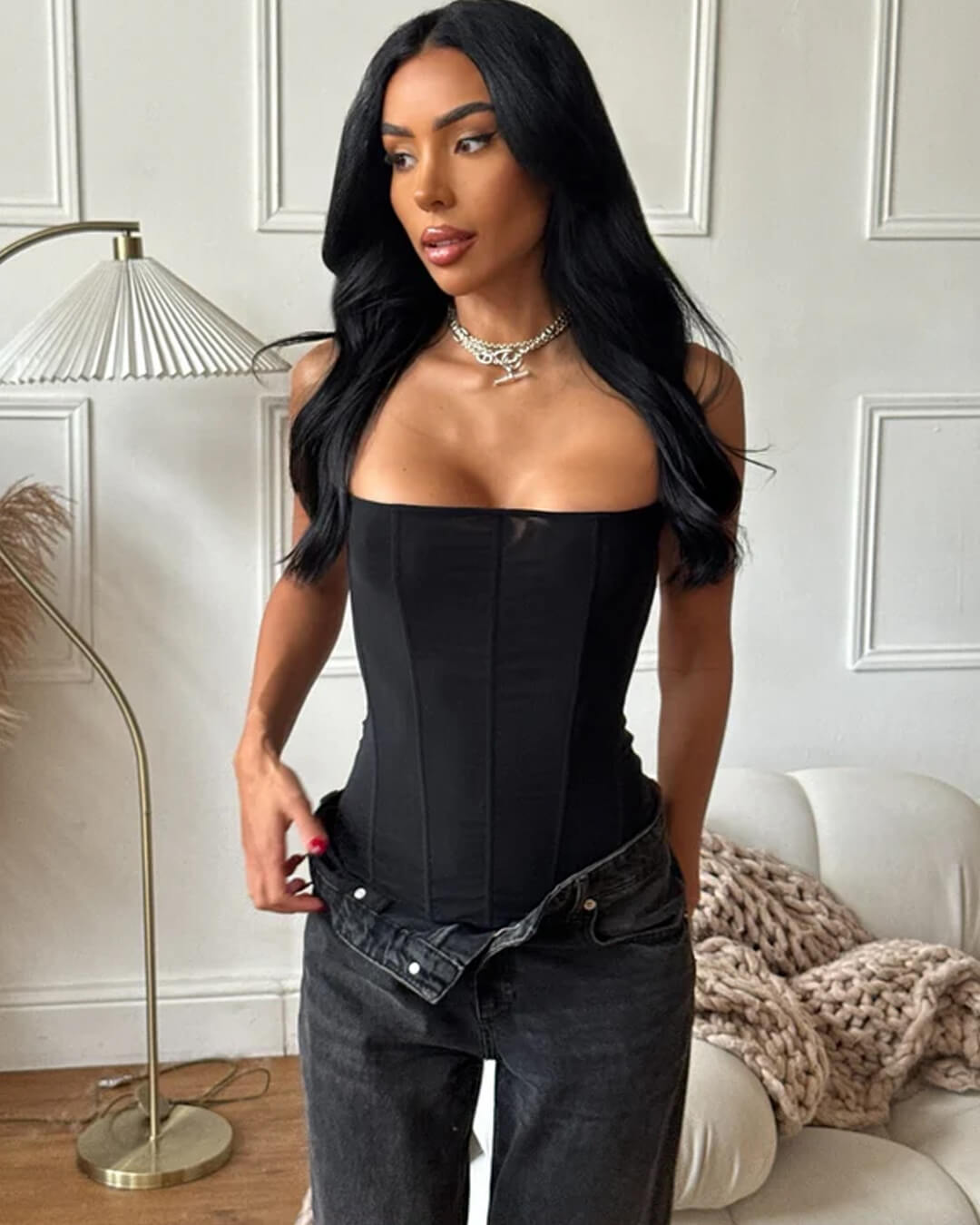 SOERA Kelly Satin Corset Top - Tops - 1005007455350056-;ea1767602807466302385 Black S