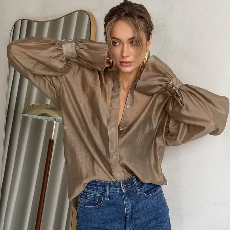 SOERA Patricia Long Sleeve Sheer Blouse - Tops - 1005008870305553-;Gg1772045931453097734 Blue S