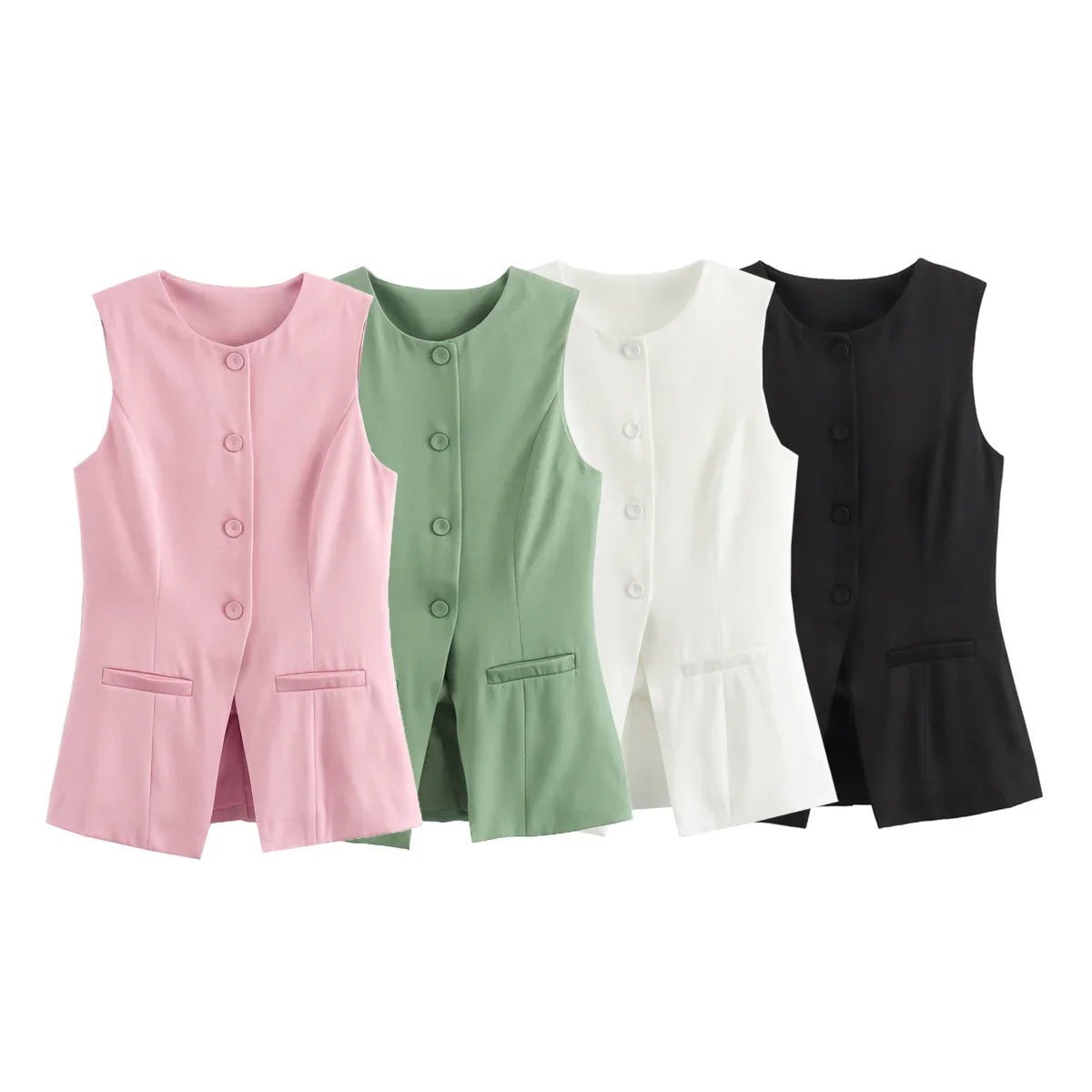SOERA Priya Button-Up Vest Top - Vest -  Green XS