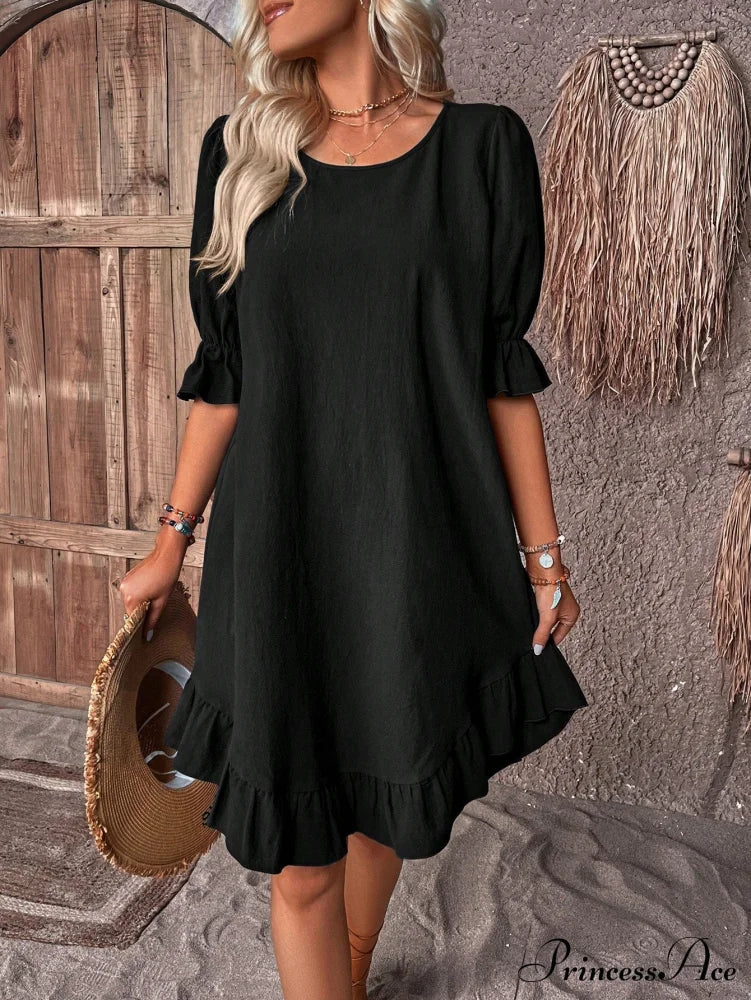 Celeste Ruffle Hem Smock Dress