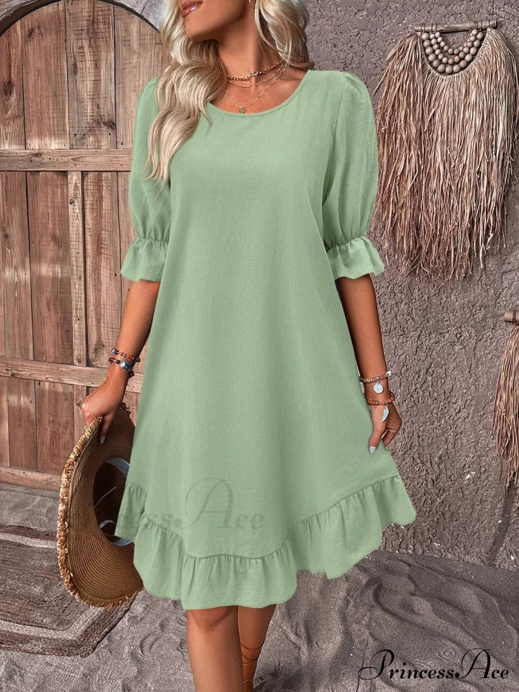 Celeste Ruffle Hem Smock Dress
