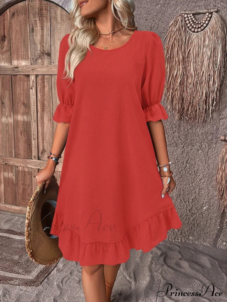 Celeste Ruffle Hem Smock Dress